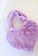 PURPLE FAUX FUR HEART TOTE BAG