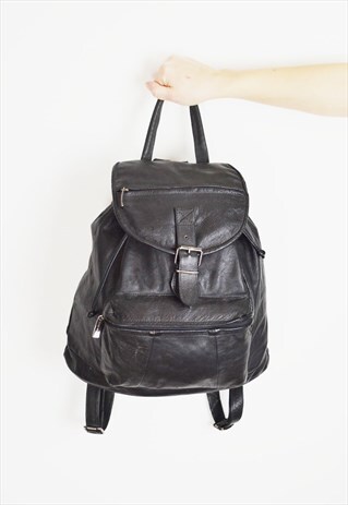 BLACK LEATHER RUCKSACK BAG