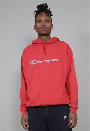 VINTAGE 90'S CHAMPION OVERSIZED RED HOODIE