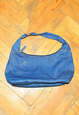 Vintage Y2K  rhinestone denim shoulder bag in blue