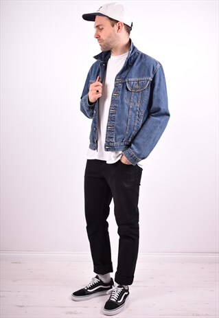 LEE MENS VINTAGE DENIM JACKET LARGE BLUE 90'S