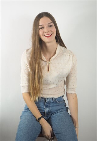 VINTAGE CREAM KNITTED TOP
