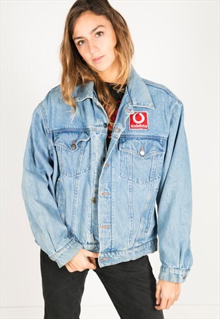 VINTAGE 80S WRANGLER PATCHED DENIM JACKET / R0991