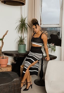 Black Sports Style Pencil Crop Top Coord