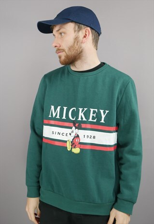 VINTAGE DISNEY SWEATSHIRT IN GREEN WITH GRAPHIC DESIGN