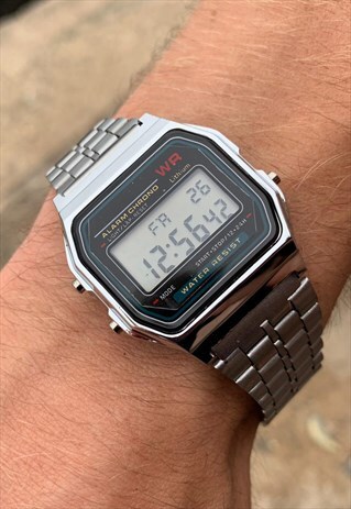 SILVER ADJUSTABLE DIGITAL WRIST WATCH