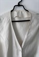 VINTAGE WHITE SATIN SLEEVELESS BLOUSE / VEST - LARGE 