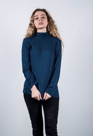 VINTAGE 1990S BLUE TURTLE NECK JUMPER