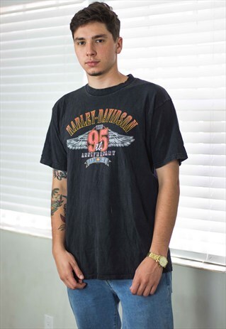 VINTAGE HARLEY DAVIDSON T-SHIRT LOGO 90S L 9.3