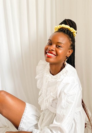 HANDMADE GINGHAM YELLOW SCRUNCHIE