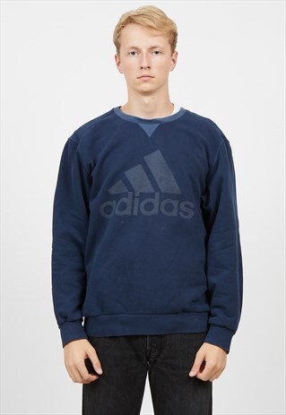 VINTAGE BLUE ADIDAS CREW NECK PULLOVER SWEATSHIRT