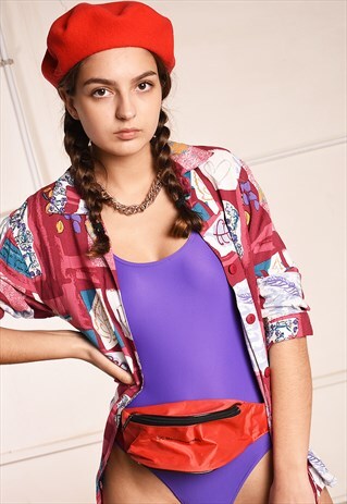 90'S RETRO ABSTRACT FLORAL PRINT FESTIVAL SHIRT TOP