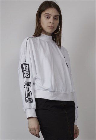 VINTAGE 90'S ADIDAS LIMITED EDITION WHITE CROP SWEATER