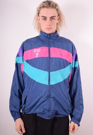 MENS VINTAGE TRACKSUIT TOP JACKET LARGE MULTI 90S