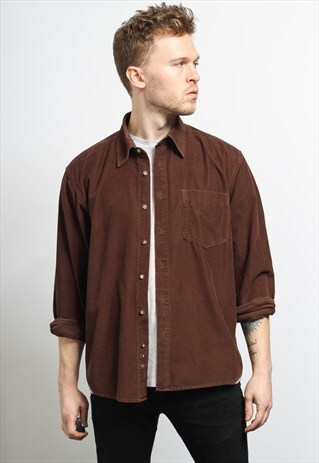 VINTAGE CORDUROY CORD SHIRT BROWN