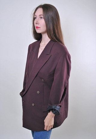 80S VINTAGE WOMEN PURPLE OVERSIZE BLAZER