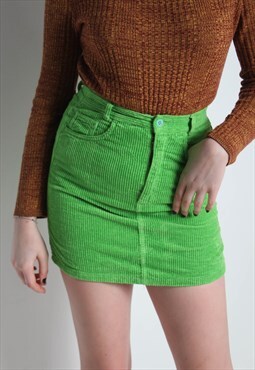 Vintage Y2K Corurdoy Cord Skirt Green 26'