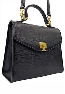 Vintage Courreges Bag, Leather, Black, Golden hardware