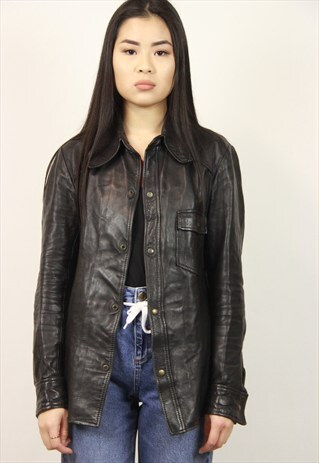 VINTAGE BLACK LEATHER SHIRT