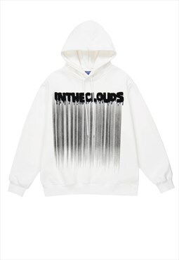 Graffiti hoodie clouds slogan pullover grunge jumper white