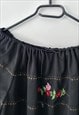 RETRO BLACK GYOSY HUIPIL EMBROIDERED BLOUSE - M