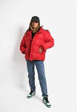 Y2K Levi's red puffer jacket women's hooded coat winter warm