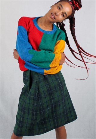 60'/70' HIGH WAIST GREEN WOOLLY SKIRT