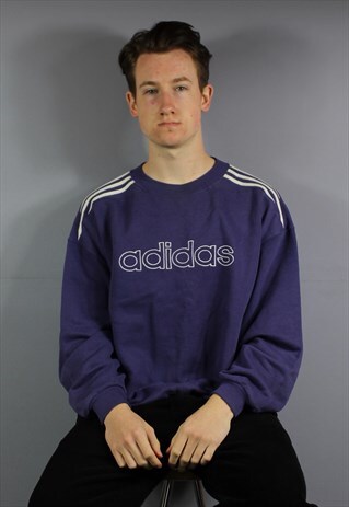VINTAGE ADIDAS SWEATSHIRT IN PURPLE WITH EMBROIDERED LOGO. S