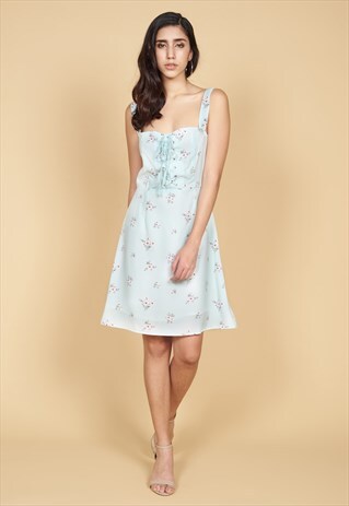 GEMMA LACE UP DRESS IN GARDEN FLOWERS