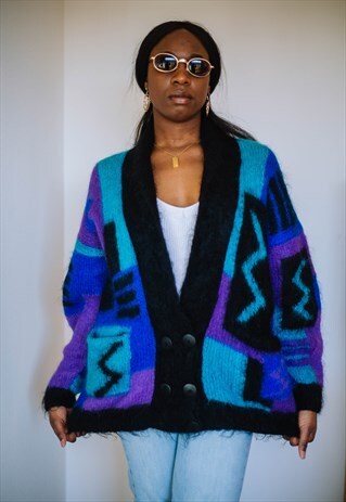 VINTAGE 80S 90S HANDKNIT CARDIGAN