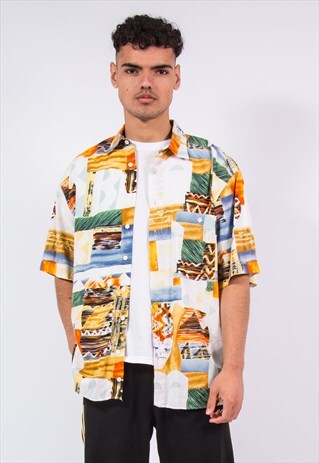 90'S ABSTRACT PRINT SHORT SLEEVE SHIRT