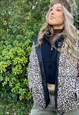 GUESS CHEETAH PRINT PUFFER COAT WITH HOOD.