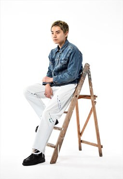 Levis 501 Paint Splatter White Jeans Reworked Levis Mens