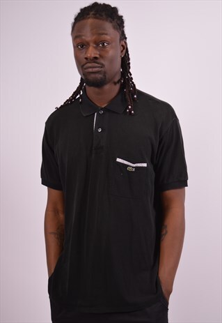 LACOSTE MENS VINTAGE POLO SHIRT XL BLACK 90S