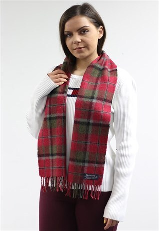VINTAGE LAMBSWOOL CHECKED SCARF-AS166