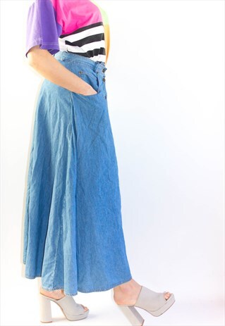 VINTAGE 90'S SOFT DENIM MAXI SKIRT