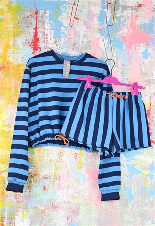 SHORTS & TOP CO-ORD IN BLUE STRIPE