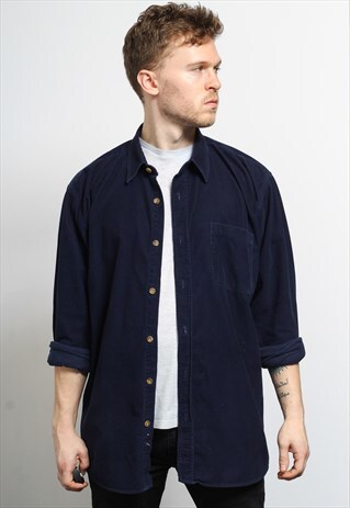 VINTAGE CORDUROY CORD SHIRT BLUE