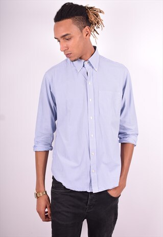 TOMMY HILFIGER MENS VINTAGE SHIRT LARGE BLUE 90'S