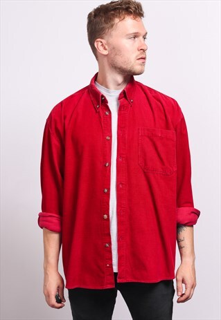 VINTAGE CORDUROY CORD SHIRT RED