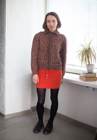 VINTAGE 70'S KNITTED CARDIGAN IN BROWN