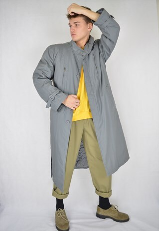 VINTAGE GREY OVERSIZE CLASSIC TRENCH COAT