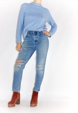 VINTAGE 80'S HIGH WAIST LEVI MOM JEANS WITH RIPS