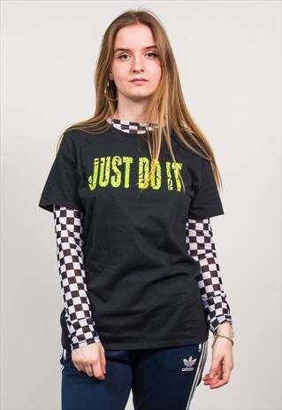 NIKE VINTAGE 90'S BLACK JUST DO IT SLOGAN SPORTS T-SHIRT
