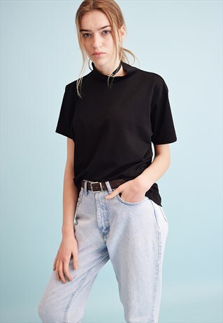 90'S RETRO GRUNGE TURTLENECK OVERSIZED STRETCH TOP BLOUSE