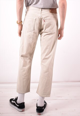 LEVI'S 501 MENS VINTAGE JEANS W32 L26 BEIGE 90S