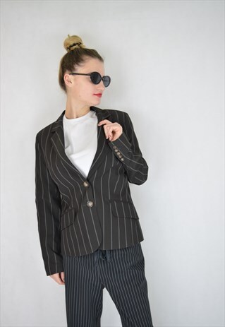 VINTAGE BLACK STRIPED 80'S RAVE BLAZER