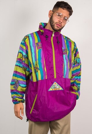 90'S STRIPED PULLOVER CAGOULE JACKET