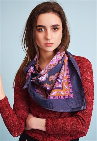 VINTAGE 70'S RETRO BOHO PRINT SCARF