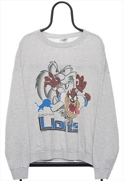 Vintage 90s NFL Detroit Lions Graphic Grey Sweatshirt Mens